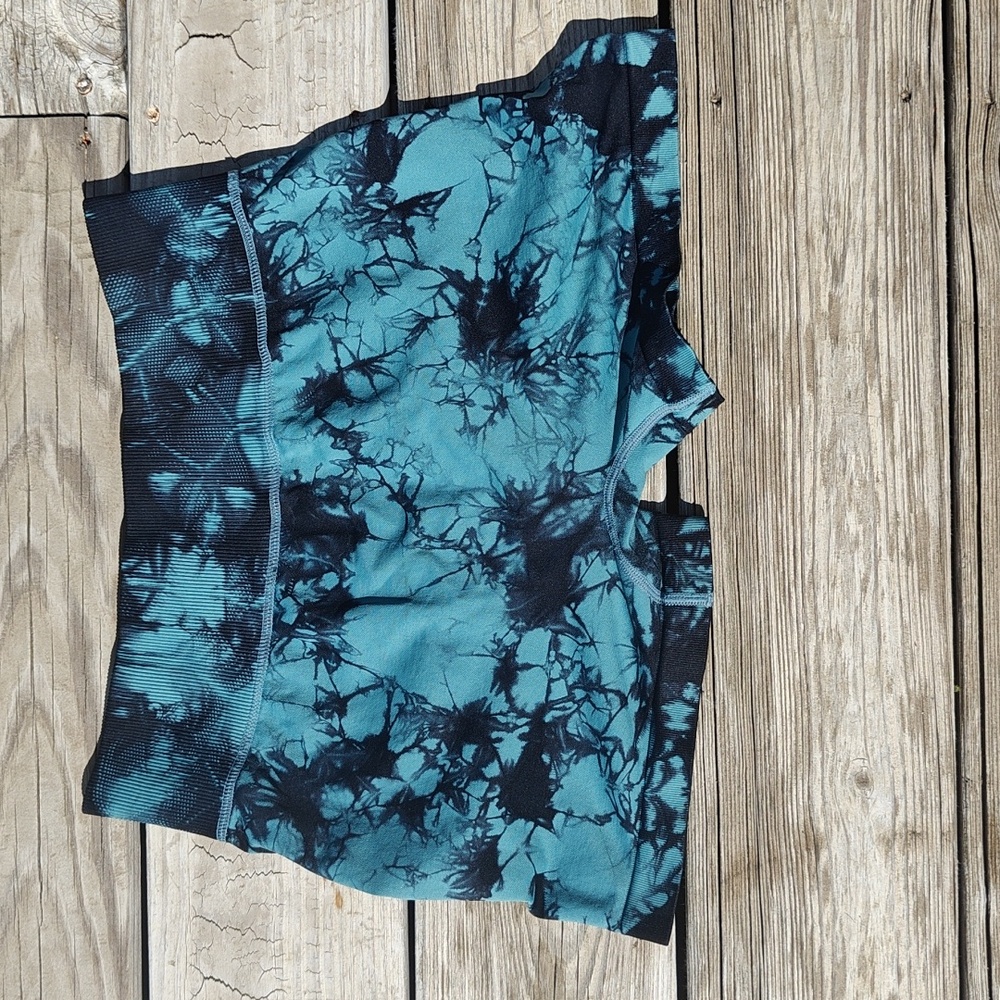 Blue Tie-Dye Spandex Booty Shorts